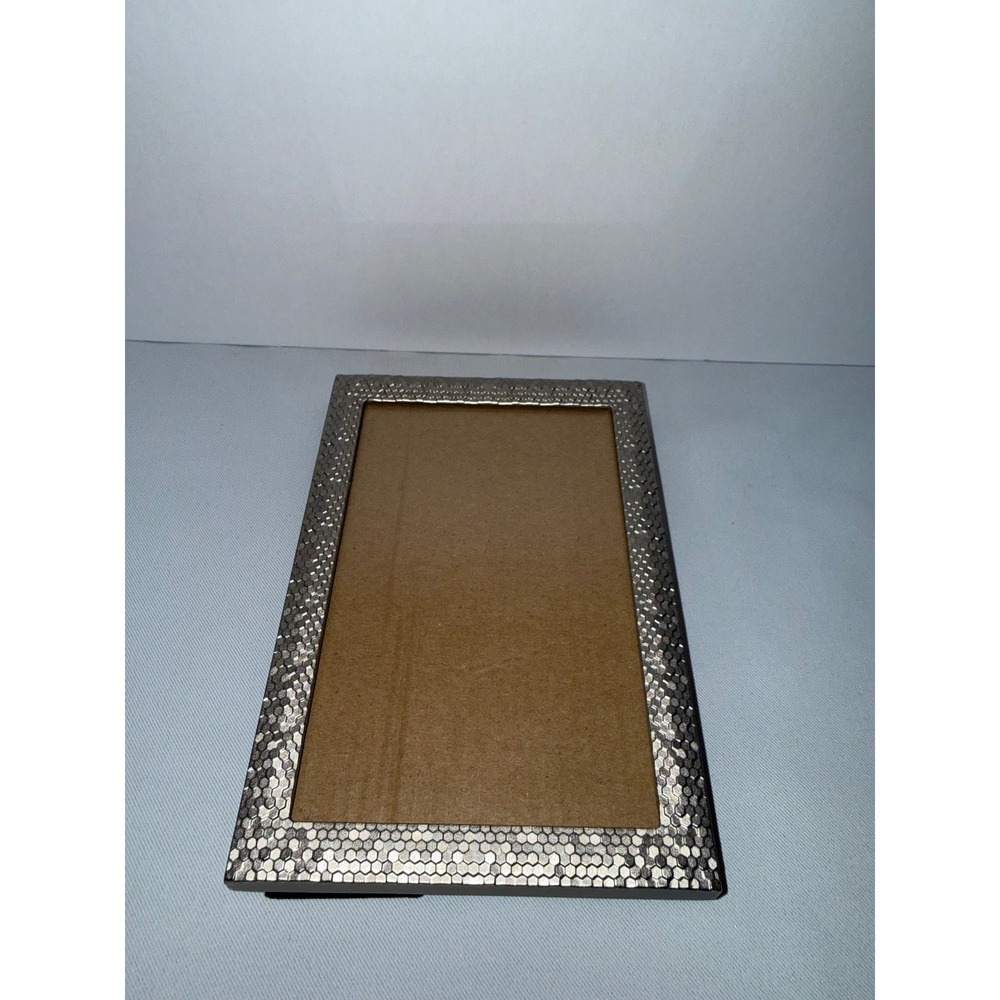 Silver Honeycomb Textured Picture Frame Modern Geometric 4x6 Tabletop Wall Decor